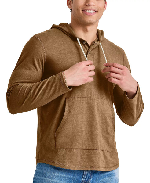 Мужской оригинальный хлопковый свитер с капюшоном Henley Acorn Brown - 1