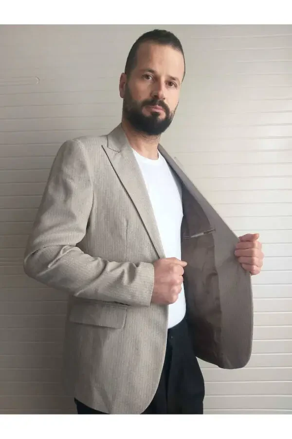 Мужской пиджак блейзер итальянского стиля Slim Fit с остроконечным воротником, однобортный, 6 Drop, для костюма - 2