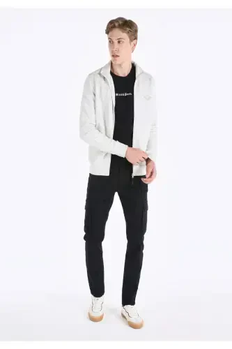 Мужской пиджак с молнией цвета слоновой кости Slim Fit - 3