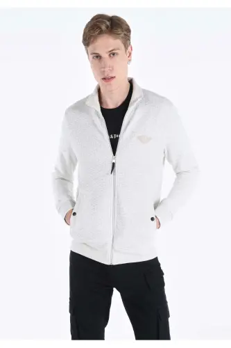 Мужской пиджак с молнией цвета слоновой кости Slim Fit - 1