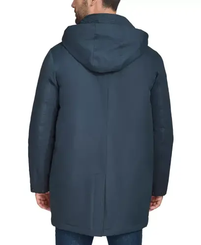 Мужской плащ от дождя со съемным капюшоном - темно-синий - COLE HAAN (1)