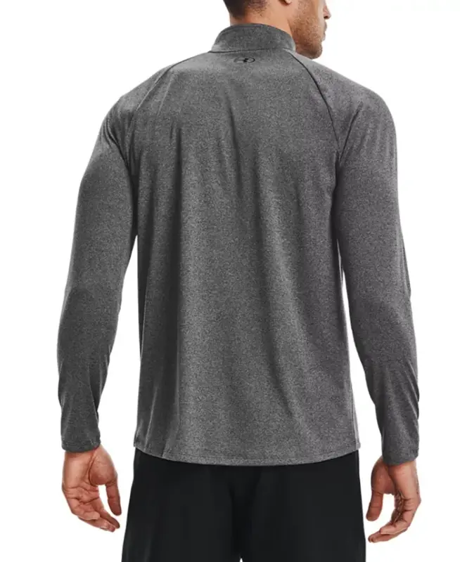 Мужской пуловер UA Tech Half-Zip - Carbon Heather/Black - 3