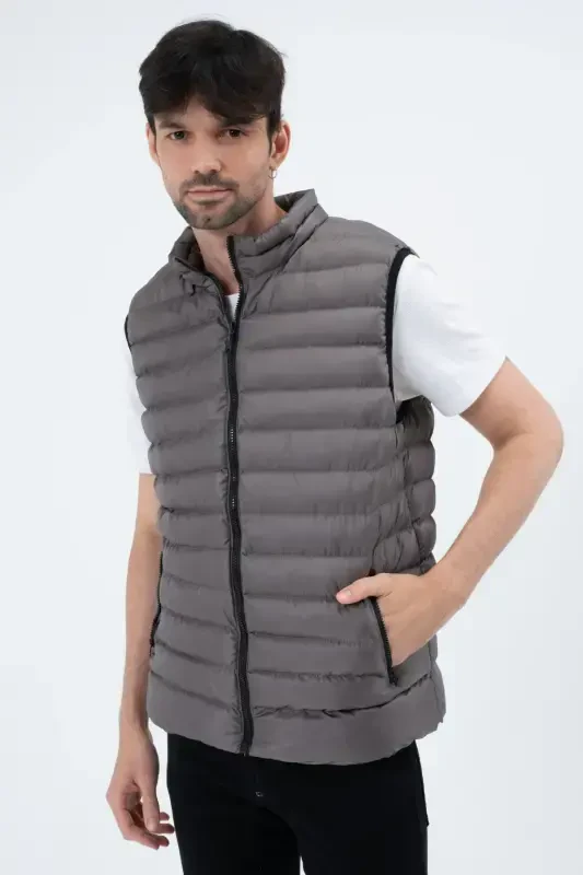 Мужской Пуховик Безрукавка Водонепроницаемый-АНТРАЦИТ - 2