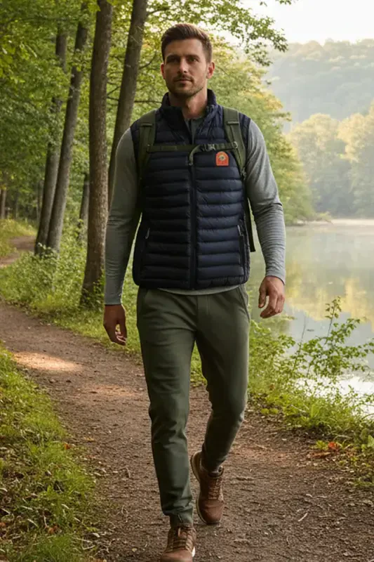 Мужской пуховик Slim Fit темно-синего цвета - 2