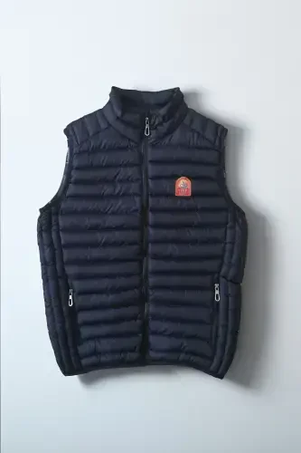 Мужской пуховик Slim Fit темно-синего цвета - 3