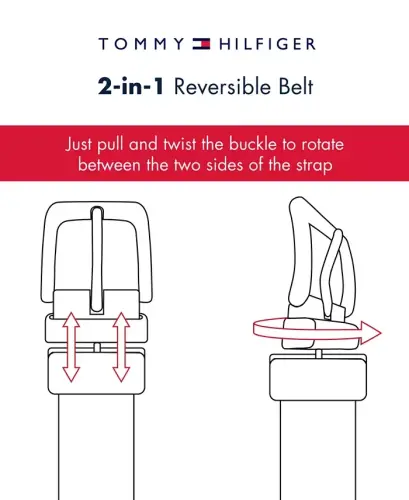 Мужской ремень из кожи, двусторонний, коричнево-черный - 6