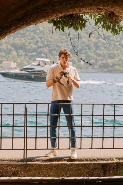 Мужской сафари 100% хлопок немнущийся пике поло воротник облегающий узкий крой футболка - 6