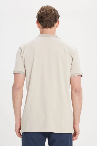 Мужской сафари 100% хлопок немнущийся пике поло воротник облегающий узкий крой футболка - 8