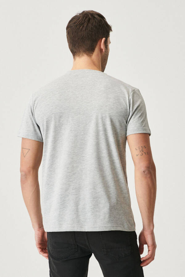 Мужской Серый Меланж-Серый Меланж 2шт. Slim Fit Узкий Крой Хлопковая Базовая Футболка - 6
