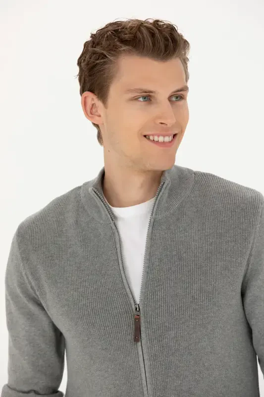 Мужской Серый Меланж Трико Кардиган 50277375-vr086-Серый Меланж - 2
