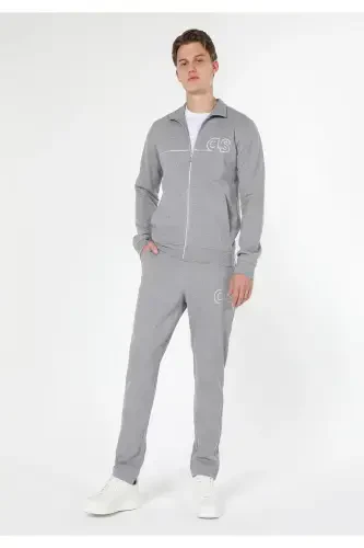 Мужской серый пиджак с молнией, принт, slim fit (Cl1059647) - 1