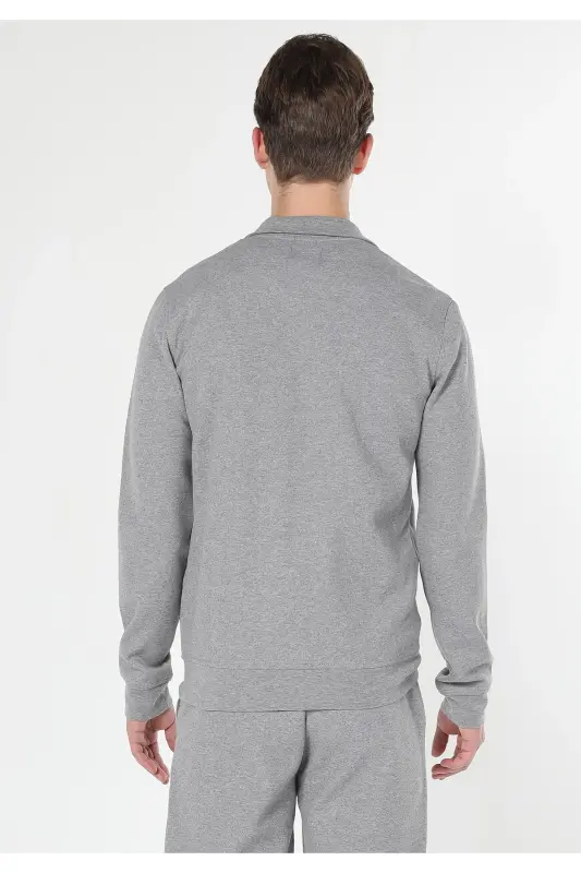 Мужской серый пиджак с молнией, принт, slim fit (Cl1059647) - 2