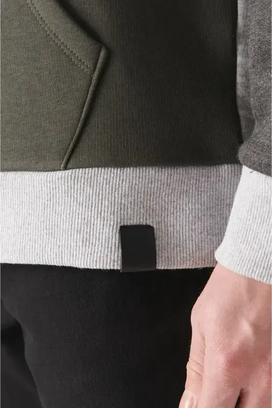 Мужской Серый Толстовка с Капюшоном - 2