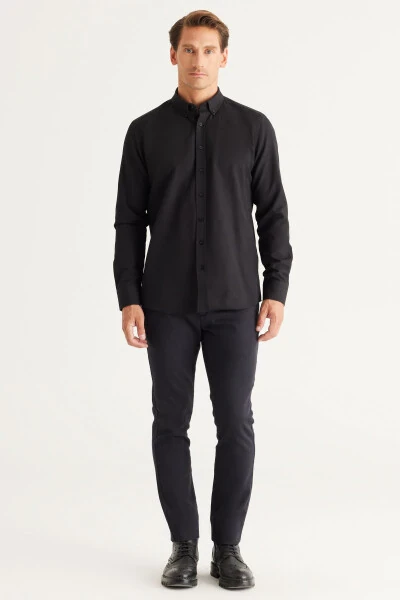 Мужской Сине-черный Комплект из 2 Хлопковых Оксфордских Рубашек, Легко Гладить - 6