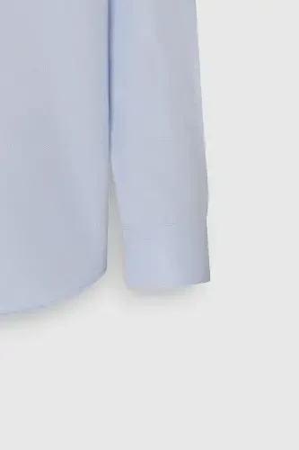 Мужской синий легко гладится Slim Fit узкий итальянский воротник текстурированная рубашка - синий - 8