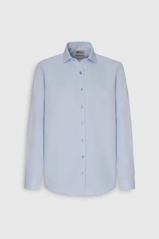 Мужской синий легко гладится Slim Fit узкий итальянский воротник текстурированная рубашка - синий - 8