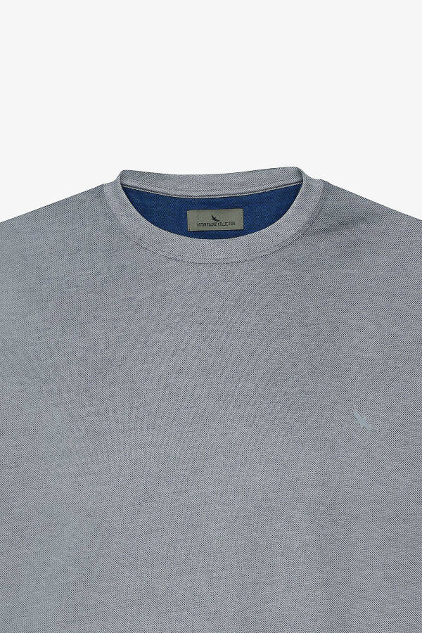 Мужской Синий Slim Fit Узкий Крой Велосипедный Вырез Хлопок - 7