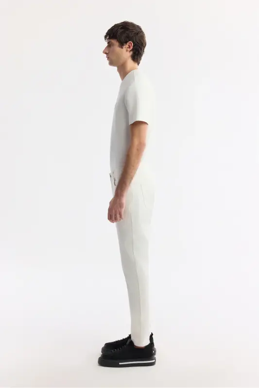 Мужской сломанный белый Slim Fit Классический пояс с текстурой хлопка - 3