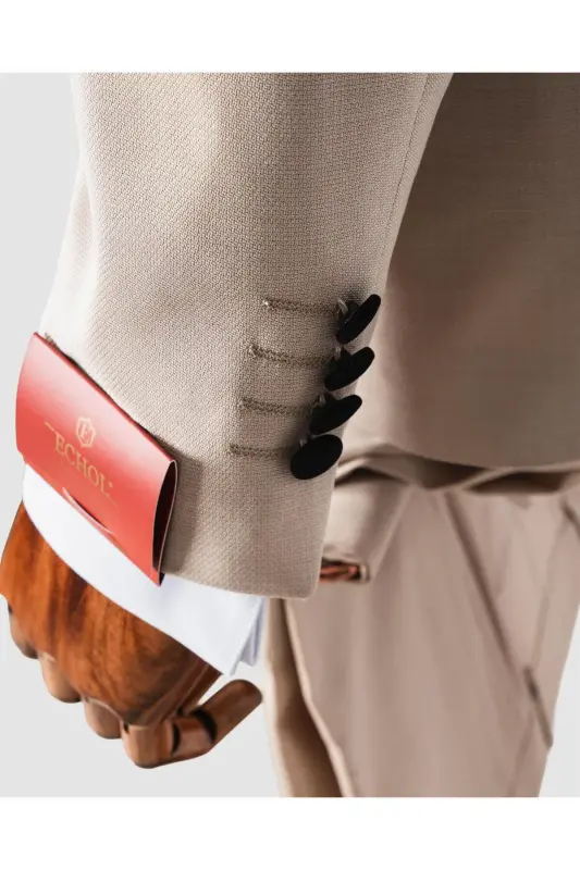 Мужской смокинг-костюм для жениха с воротником-шалью кремового цвета - 5