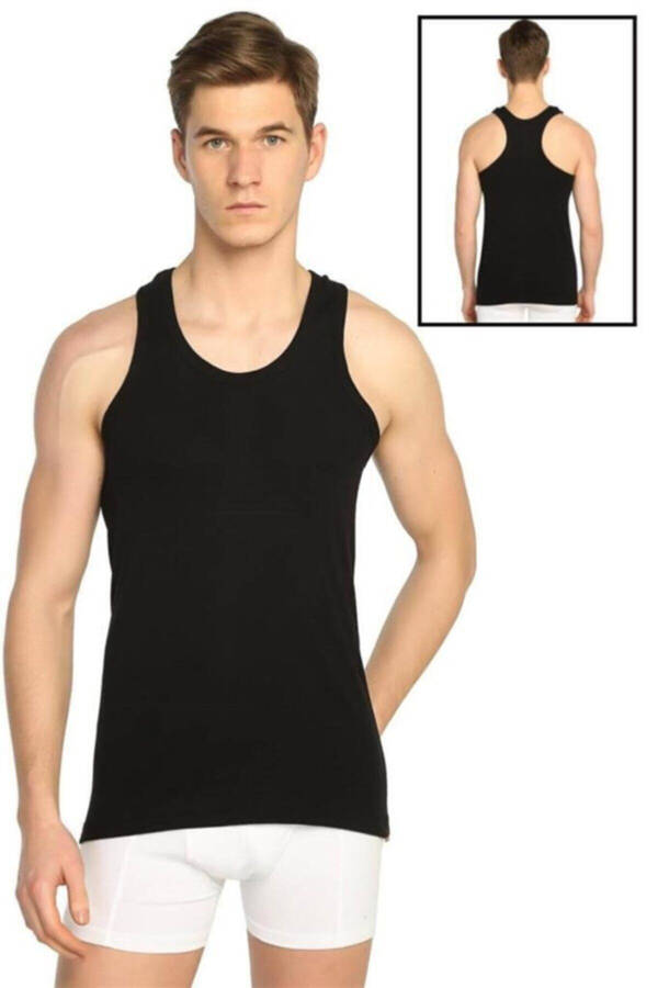 Мужской спортивный топ-майка из рибаны черного цвета, 2 шт. - 1