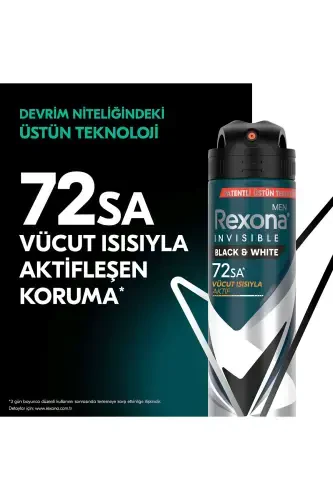Мужской спрей-дезодорант Men Невидимый Черный & Белый 72 часа непрерывной превосходной защиты 150 мл X3 - 3