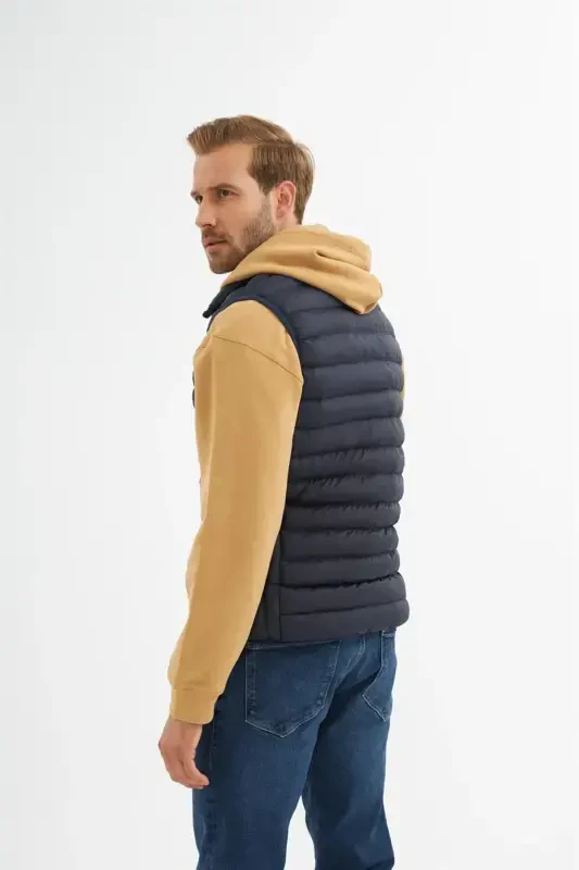 Мужской стандартный крой, надувной жилет, темно-синий-темно-синий - 7