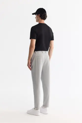 Мужской светло-серый Slim Fit чинос с эластичной вставкой сбоку и вафельной текстурой - 3