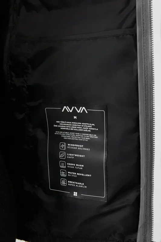 Мужской Светло-Серый Водоотталкивающий Ветрозащитный Легкий Пуховик с Воротником-стойкой E006019-Светло-Серый - 4