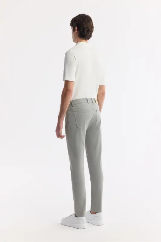 Мужской Светлый хаки Slim Fit Классический пояс Армированный хлопок - 4