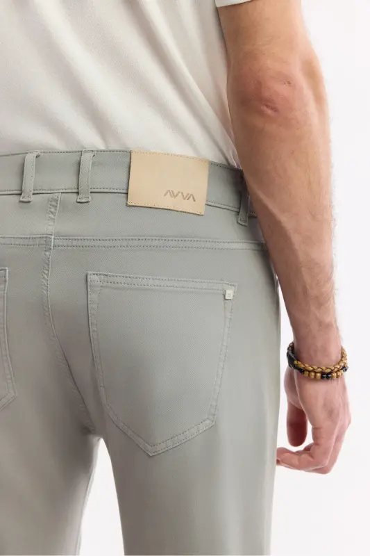 Мужской Светлый хаки Slim Fit Классический пояс Армированный хлопок - 5