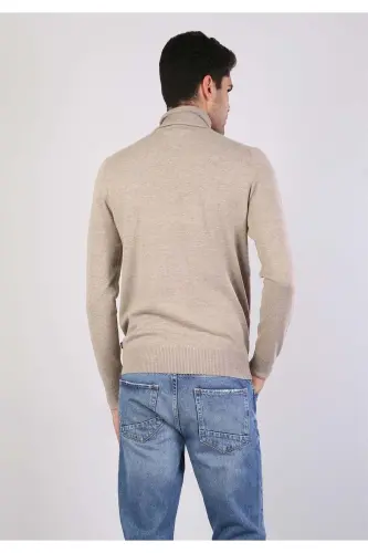 Мужской свитер бежевого цвета Slim Fit Fisherman - 2