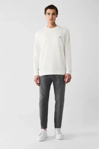 Мужской свитер из интерлока цвета слоновой кости - 5