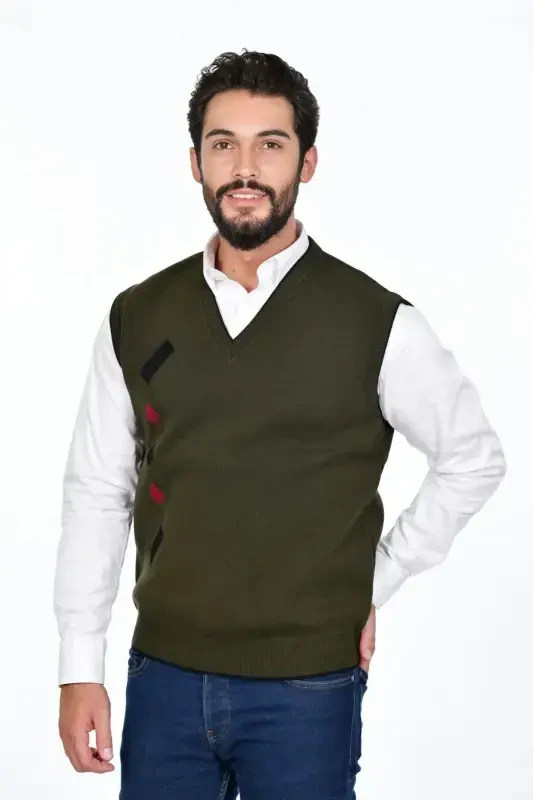 Мужской свитер из стальной вязки с интерлоком зимний толстый трикотаж V-образный вырез трикотаж не пиллинг свитер для папы - 2