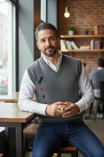 Мужской свитер из стальной вязки с интерлоком, зимний, толстый, трикотажный, с V-образным вырезом, не скатывающийся, для отца - 4