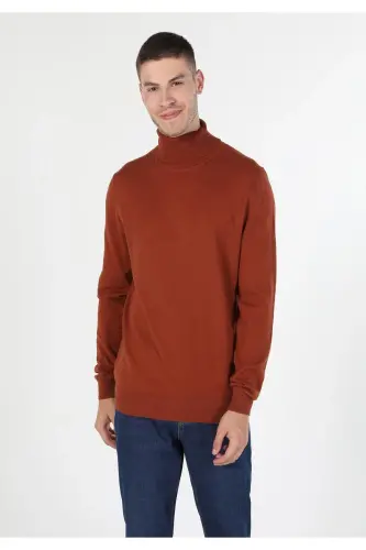 Мужской свитер оранжевого цвета Slim Fit - 1