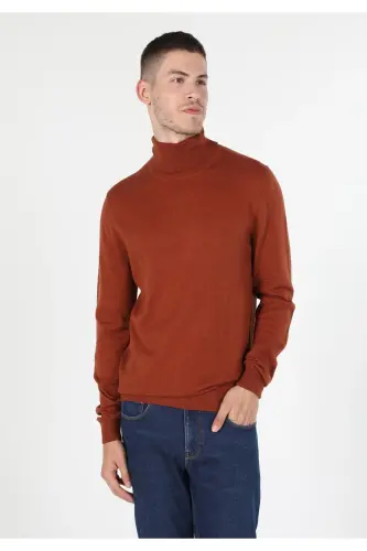 Мужской свитер оранжевого цвета Slim Fit - 3