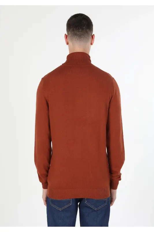 Мужской свитер оранжевого цвета Slim Fit - 2
