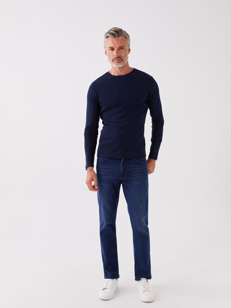 Мужской свитер с длинным рукавом и круглым вырезом - 3