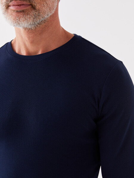 Мужской свитер с длинным рукавом и круглым вырезом - 4