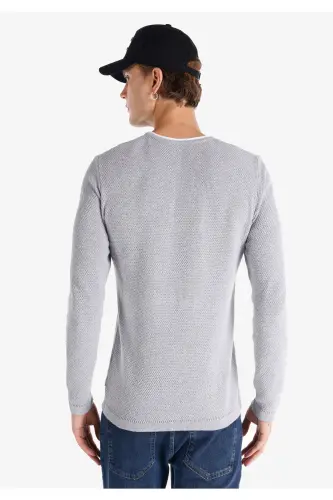 Мужской свитер с круглым вырезом, серый, slim fit. - COLIN'S (1)