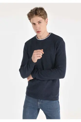Мужской свитер с V-образным вырезом, синий, Slim Fit - 1