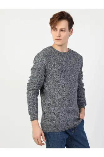 Мужской свитер синего цвета Slim Fit - 1