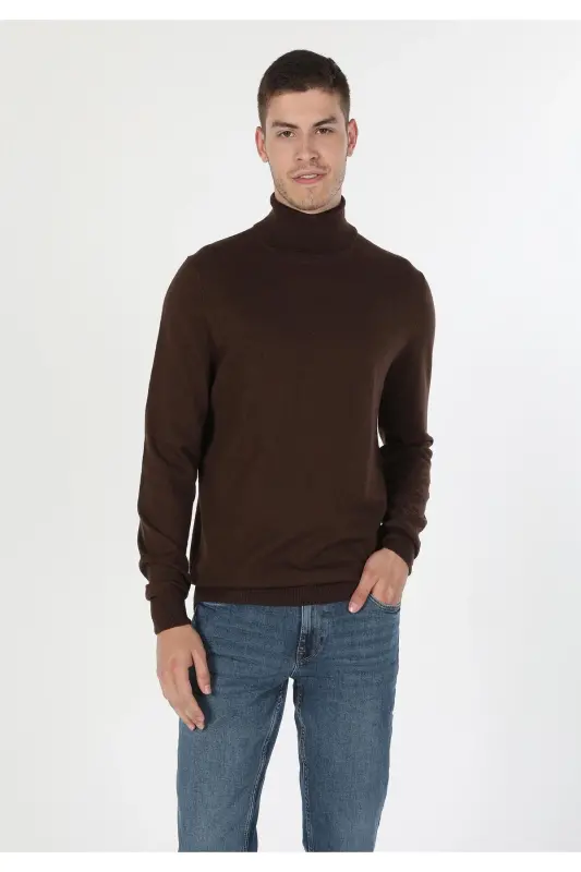 Мужской свитер Slim Fit Camel - 1