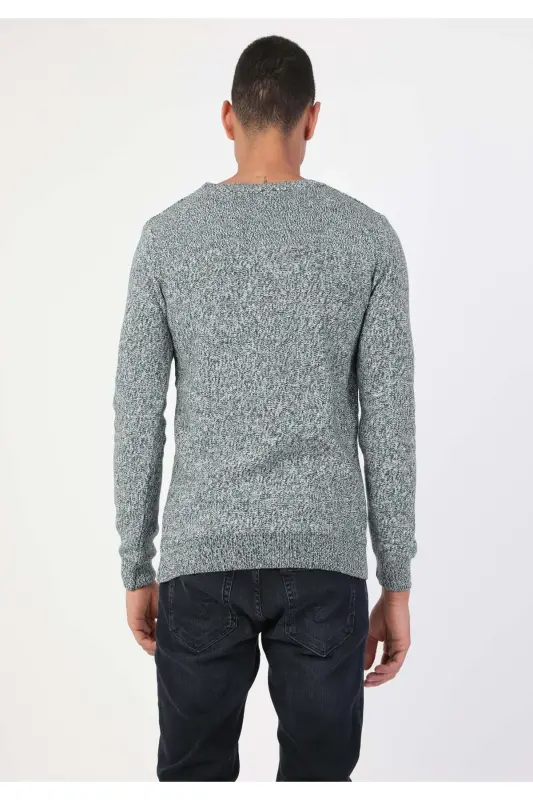 Мужской свитер зеленого цвета с воротником-поло Slim Fit - 2