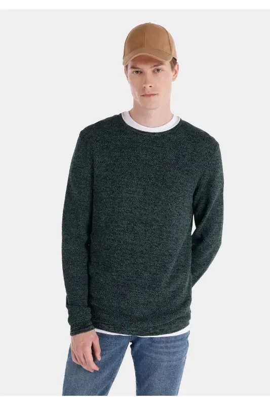 Мужской свитер зеленого цвета Slim Fit - COLIN'S