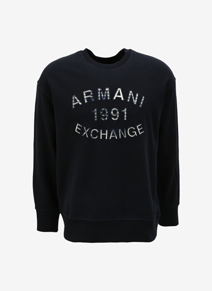 Мужской свитшот Armani Exchange с круглым вырезом темно-синего цвета 6RZMGA 1583 DEEP NAVY - 1