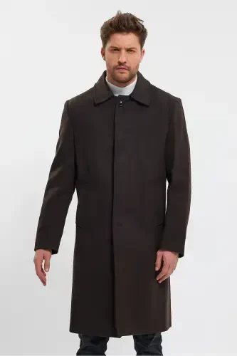 Мужской Темно-коричневый Длинный Классический Кэжуал Пальто - ТЕМНО-КОРИЧНЕВЫЙ - 5
