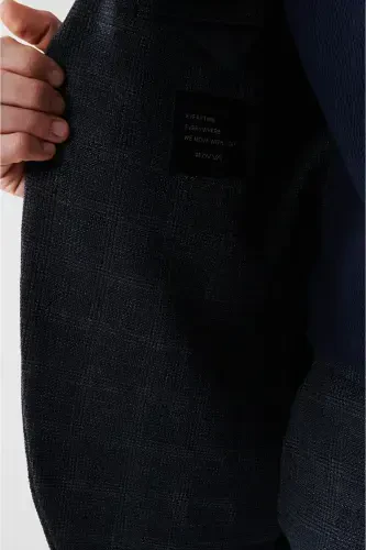 Мужской темно-синий пиджак, Slim Fit, эластичный на 360 градусов. - 5