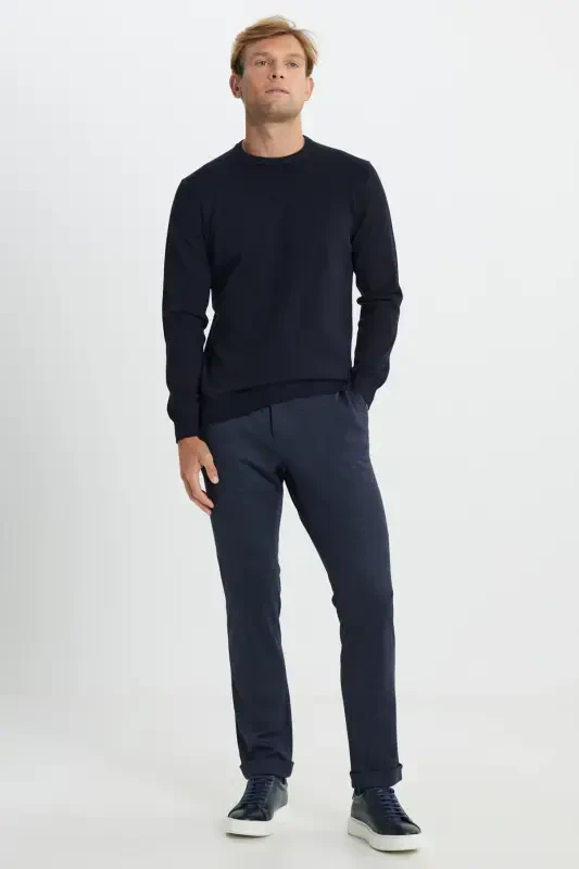 Мужской темно-синий шерстяной приталенный узкий узорчатый Ya - 2