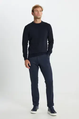 Мужской темно-синий шерстяной приталенный узкий узорчатый Ya - 3